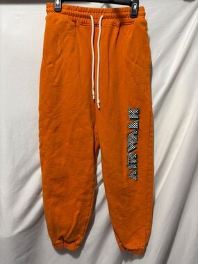 Orange Track Jogger Sweatpants with Side Graphic